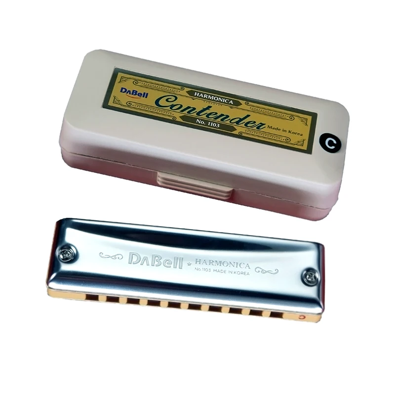 DABELL Diatonic Harmonica Contender 1103 Blues Harp 10 Hole Mouth Organ Stainless Steel Cover Plate Wood Comb Korea Instrumentos