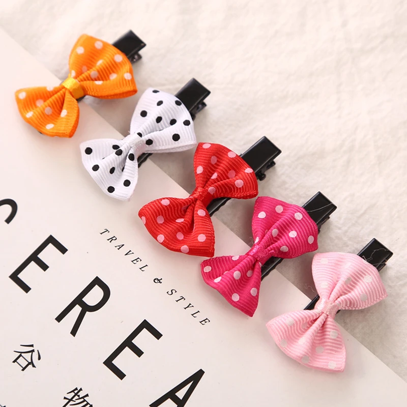 Girls Hairpins Cute Polka Dot Bowknot Hairpin No Slip Hair Accessories Infant Newborn Barrettes Gift