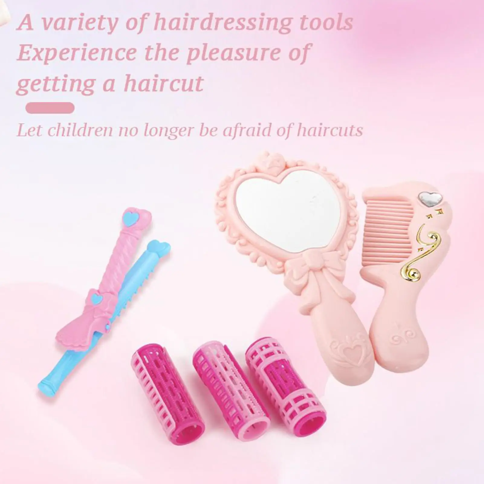 

Girls Beauty Salon Set Little Girls Pretend Play Hair Styling Set Hairstyling Dress Up Toy Kit With Ear Studs Curling Irons