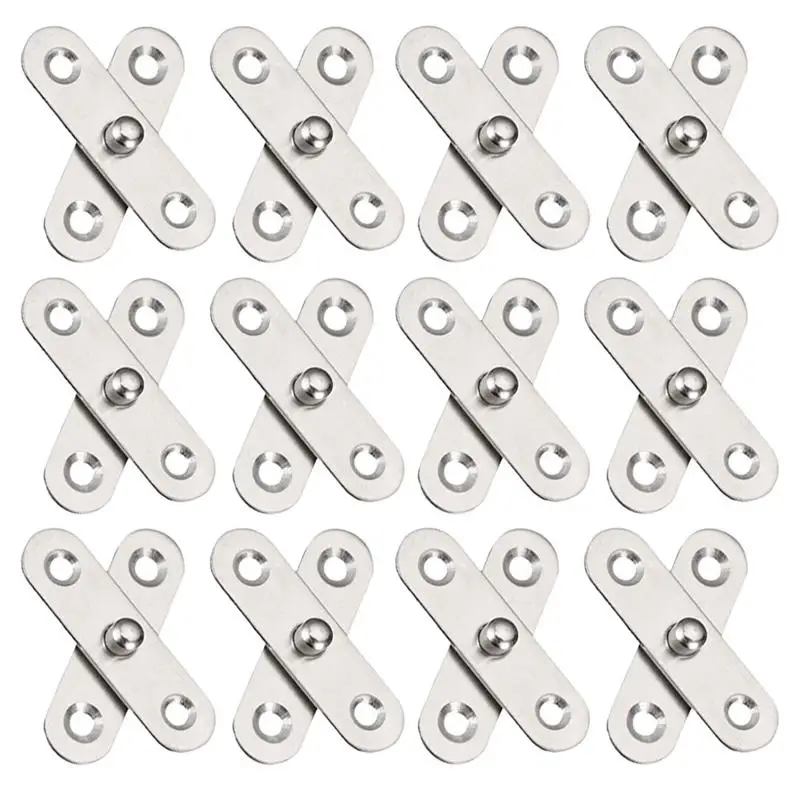 12pcs Stainless Steel Door Hinges 360 Degree Rotatable Hinges Bookcase Window Cabinet Hinge Furniture Hardware