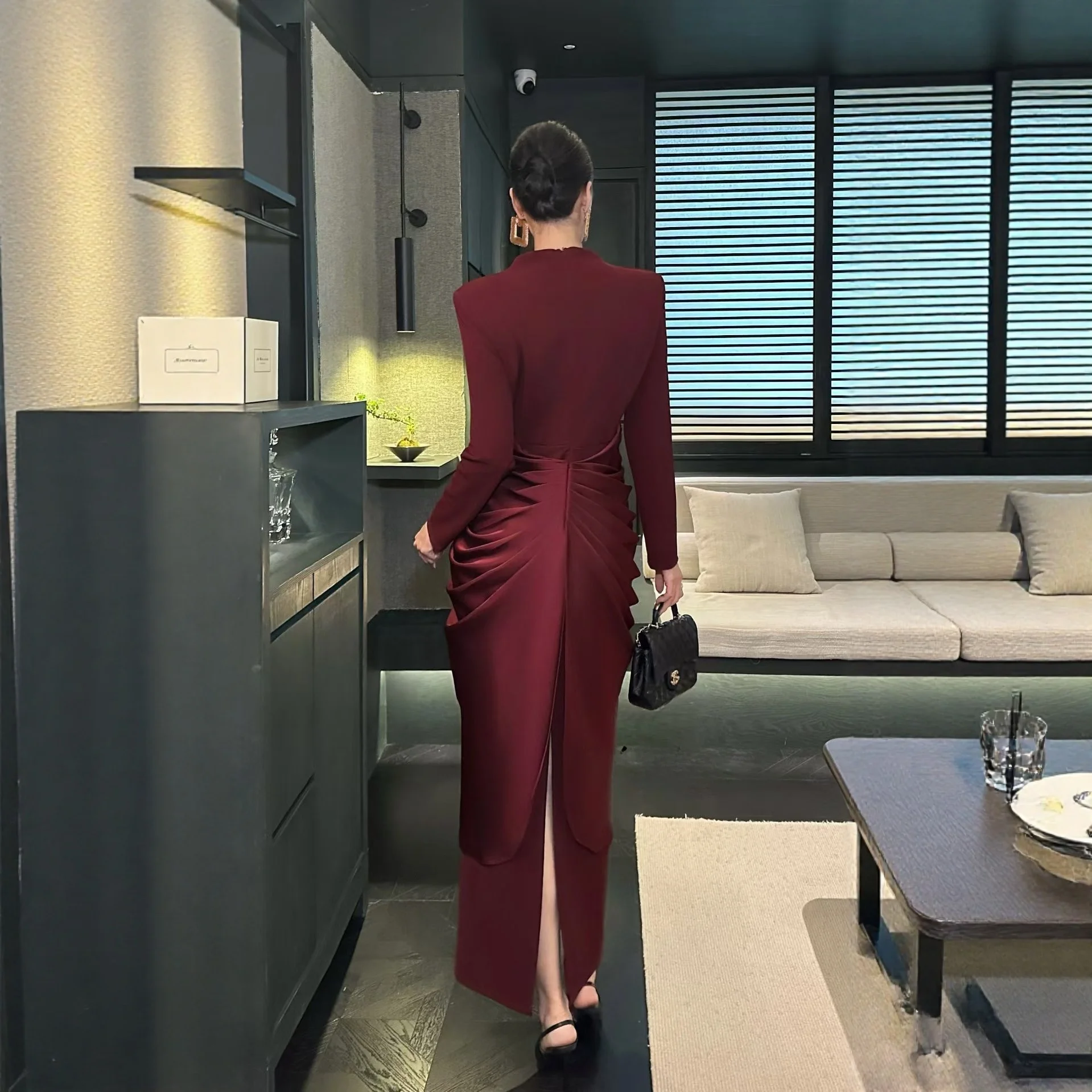 Ele Diseño de cintura adelgazante Largo Dr Faionable Ladylike Sle Full Sve Mezcla de nailon y algodón para ropa de noche de mujer