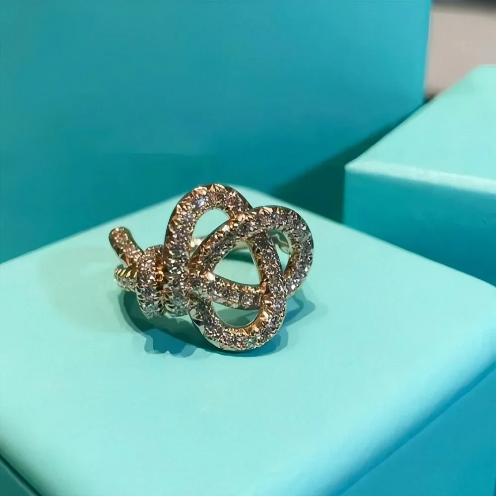 خاتم المفاتيح الأنيق، خاتم بعقدة ذهبية وردية للنساء #5