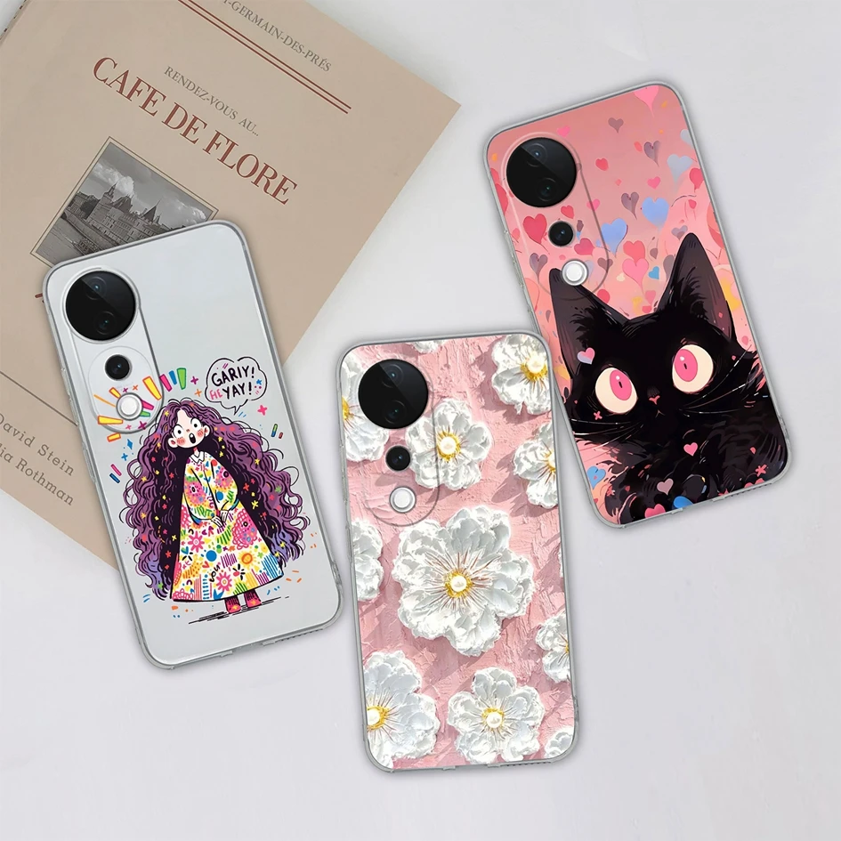 Cover For Vivo V40 Pro V40SE V40E 5G Shell Cute Creative Style Pattern Super Shockproof Silicone Clear TPU For Vivo V40Lite Case