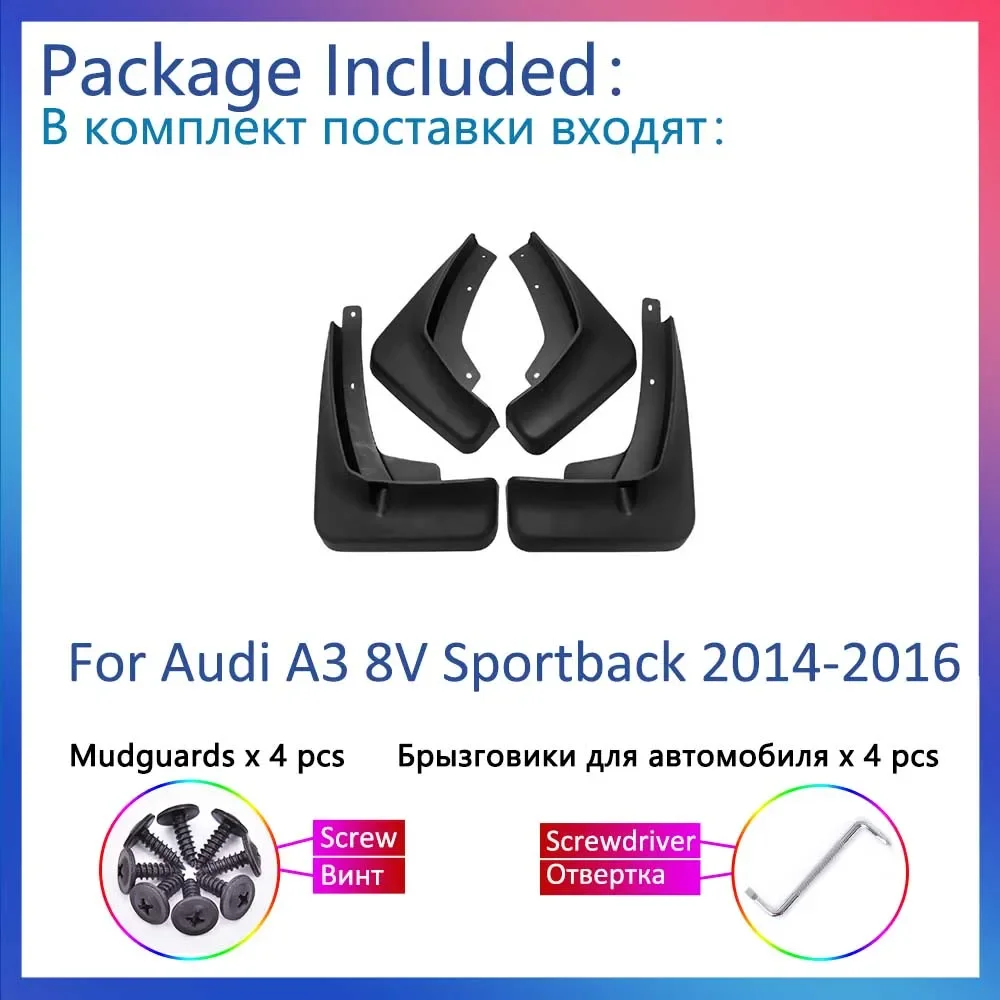 Mudflap For Audi A3 8V Sportback 2014~2016 New Mudguard Front Rear Fender Car Styling Accessorie Upgrade Version Four Piece Set