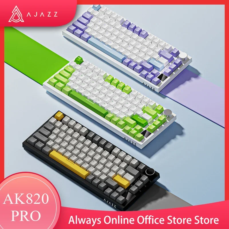 

Ajazz Ak820 RGB Bluetooth 2.4GHz Wireless Tri-Mode Gaming Mechanical Keyboard 82 Key Gamer Keyboard Custom Gasket for Pc Laptop