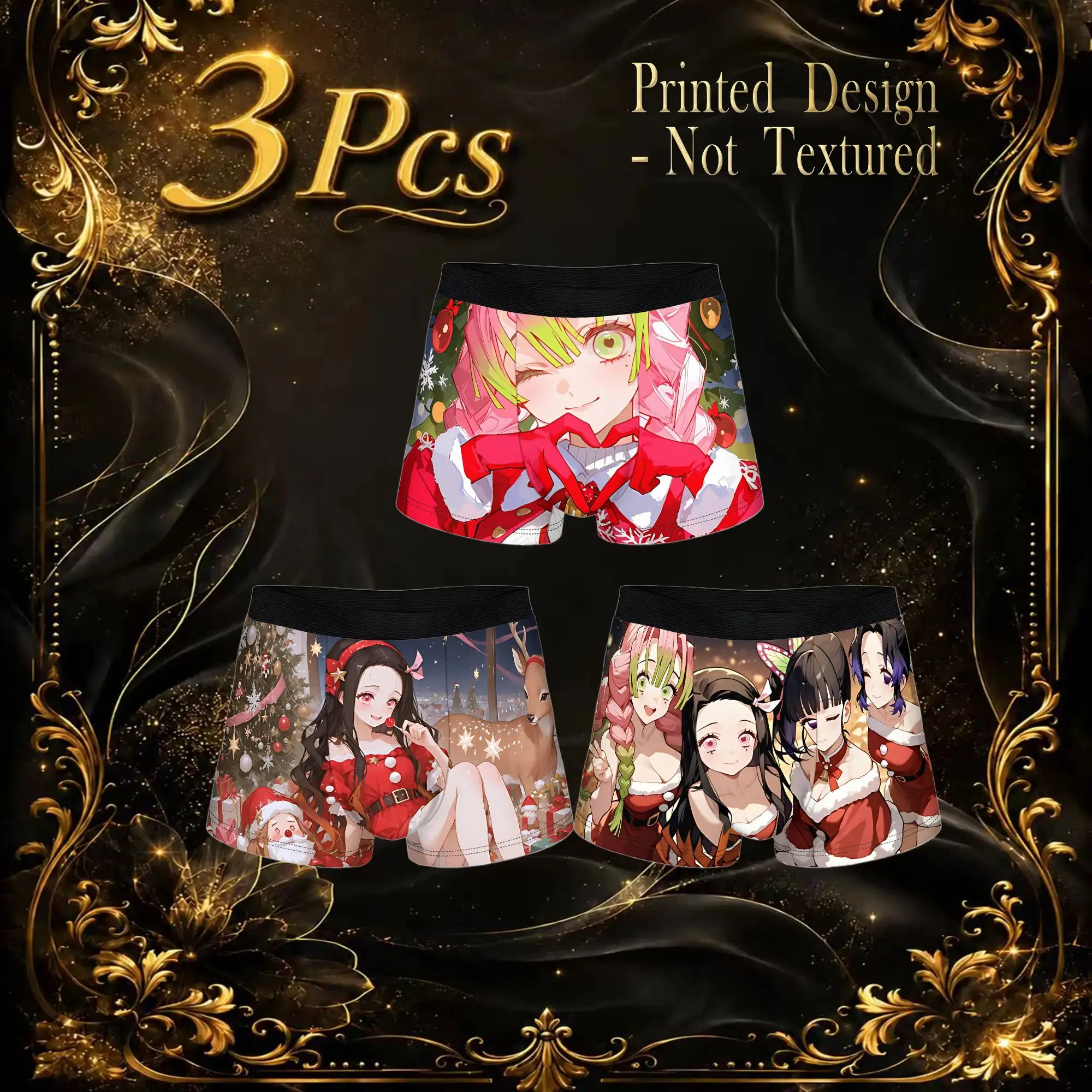 3Pcs Christmas Demon Slayer boxers  Underpants Breathbale Panties Men's Underwear Sexy Shorts Boxer Briefs