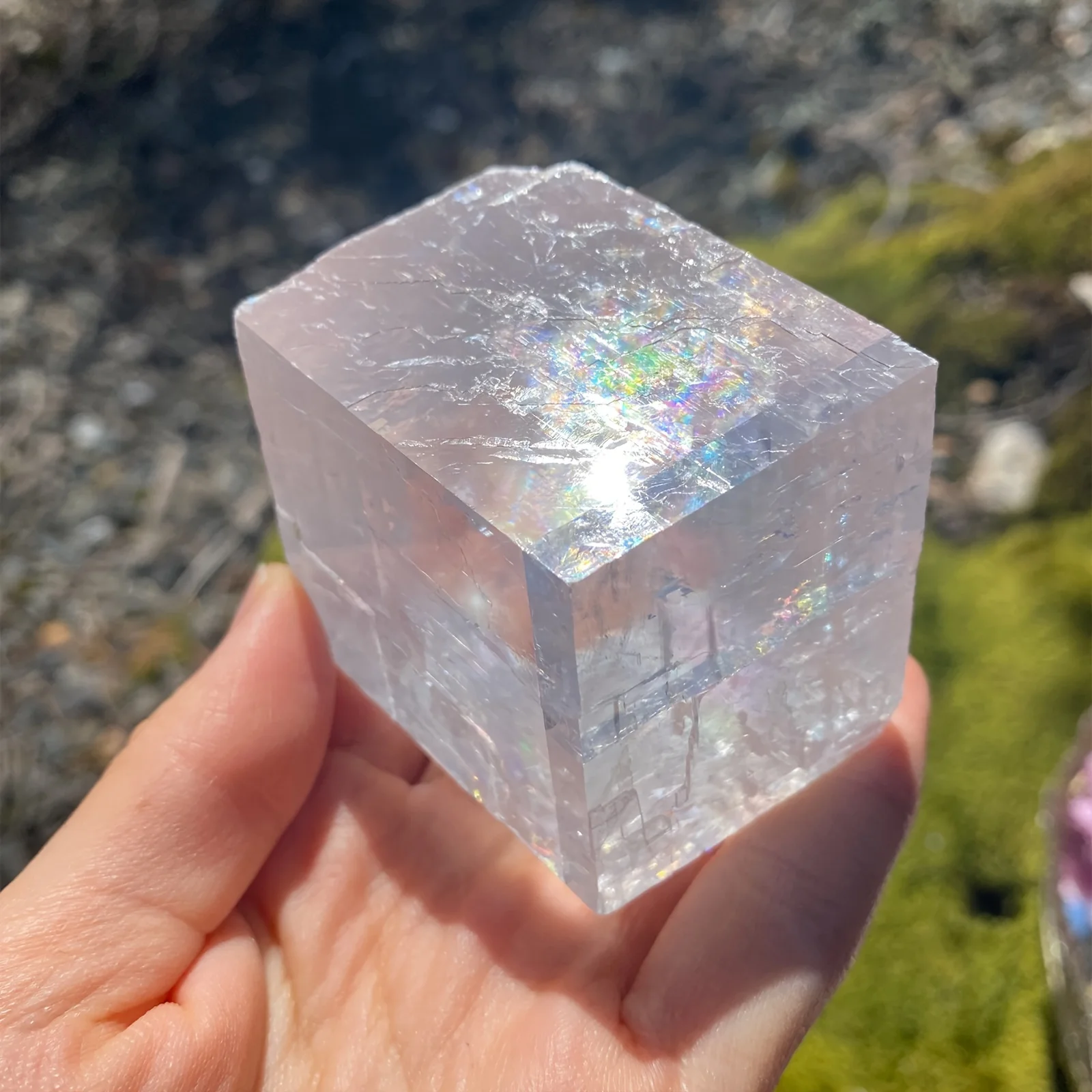 Rainbow calcite cube as a gift ，home living room office decoration