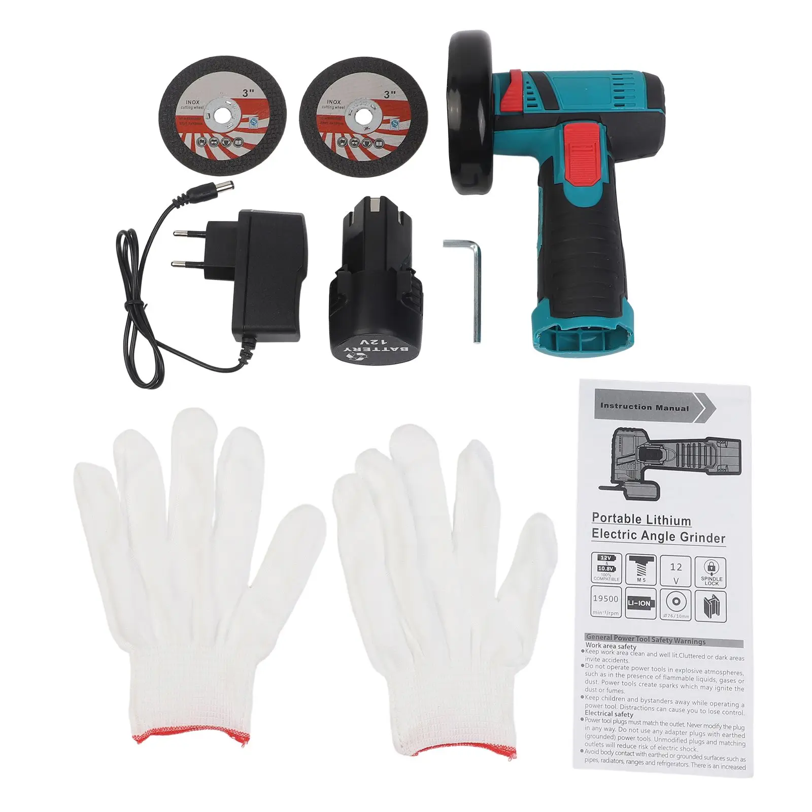 Brush Motor 12V Cordless Angle Grinder Mini Polishing Machine Portable Electric Grinding Tool with Battery for PVC Pipe Cutting