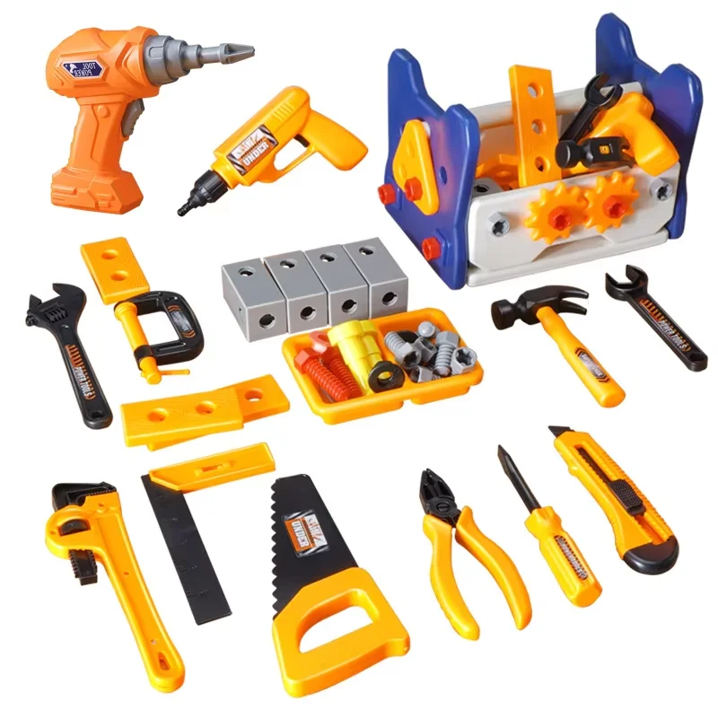 41-delige set met elektrische boormachine Kinderen Reparatie Tool Kit Box Schroefhamer Speelhuis Puzzel Educatief speelgoed voor jongens Meisjes