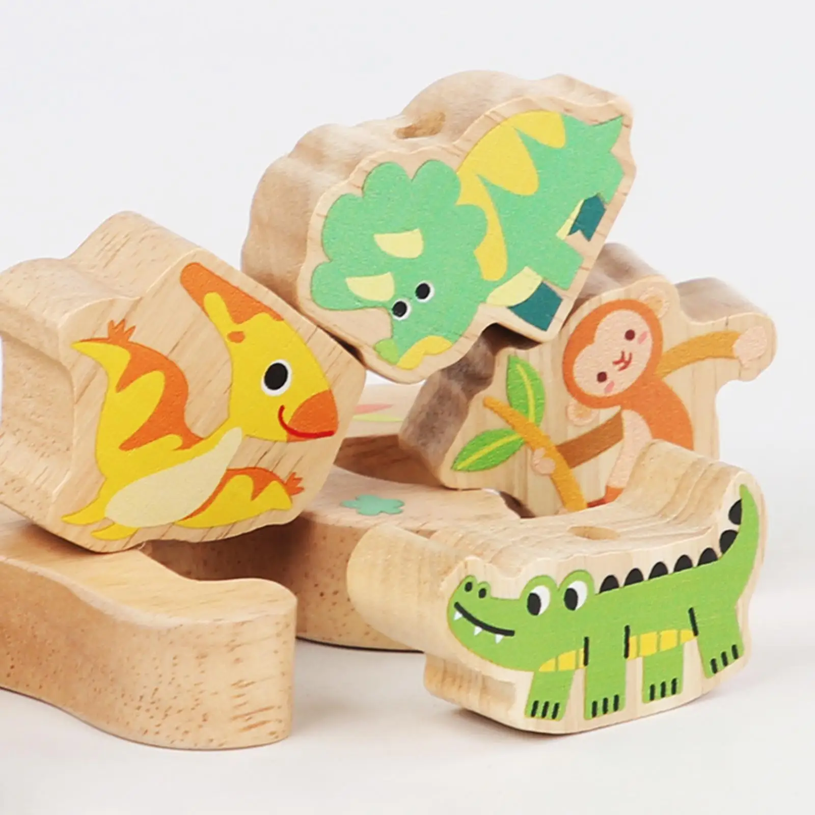 Wooden Animals Stacking Toys,Wooden Lacing Beads Preschool Toy,Wooden Blocks