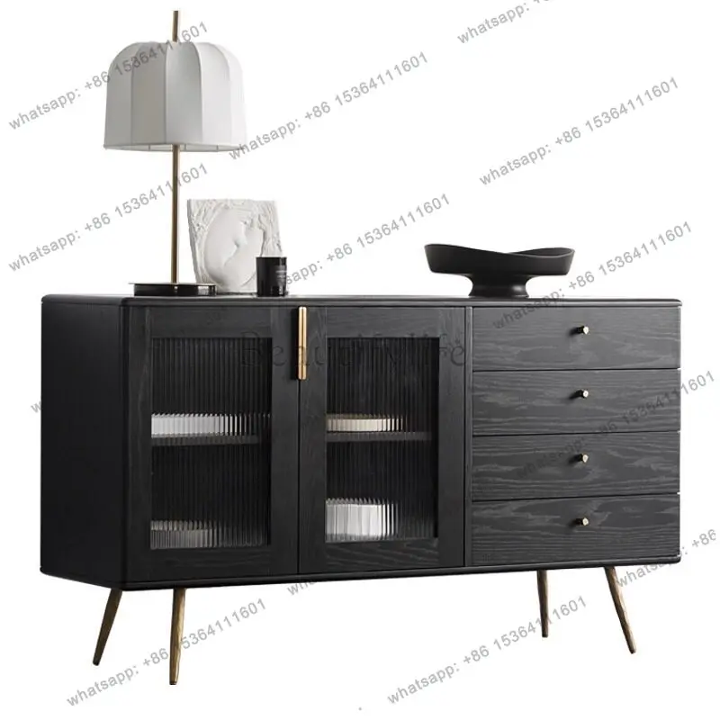 

Italian light luxury dining side cabinet, small apartment, glass door living room decorative cabinet