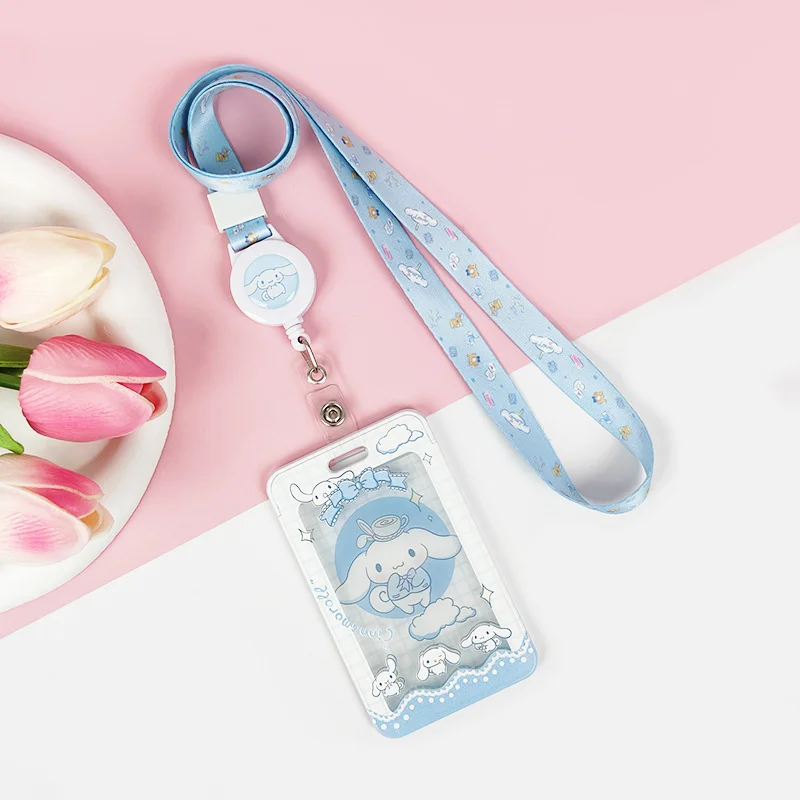 Sanrio Cinnamoroll Kuromi Hello Kitty funda protectora para tarjeta de identificación de autobús de Metro, funda deslizante para almacenamiento de