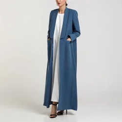 Fashion Solid Women Jacket One Piece Summer Chic Shawl Lapel Office Lady Long Coat Elegant Daily Causal Loose Formal Jacket