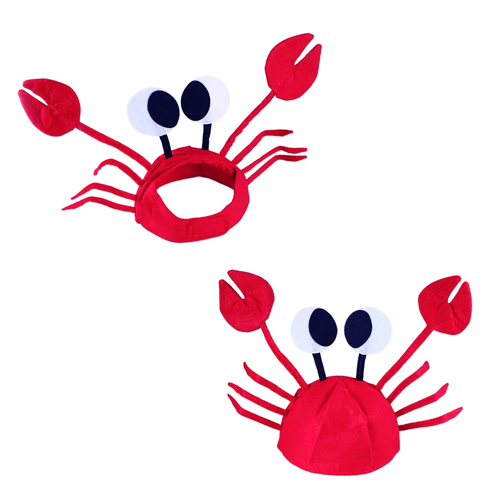 

2Pcs Halloween Funny Crab Hats Party Decorations Adjustable Back Closure Seafood Festival Mardi Gras Crab Hat