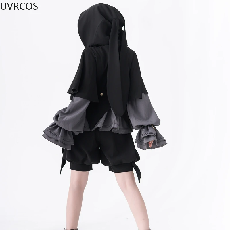 Vintage Gothic Lolita Shorts Suit Women Harajuku Y2k Bunny Ear Hooded Cloak Coat JK Bow Shirts Japanese Dark Princess Chronicles