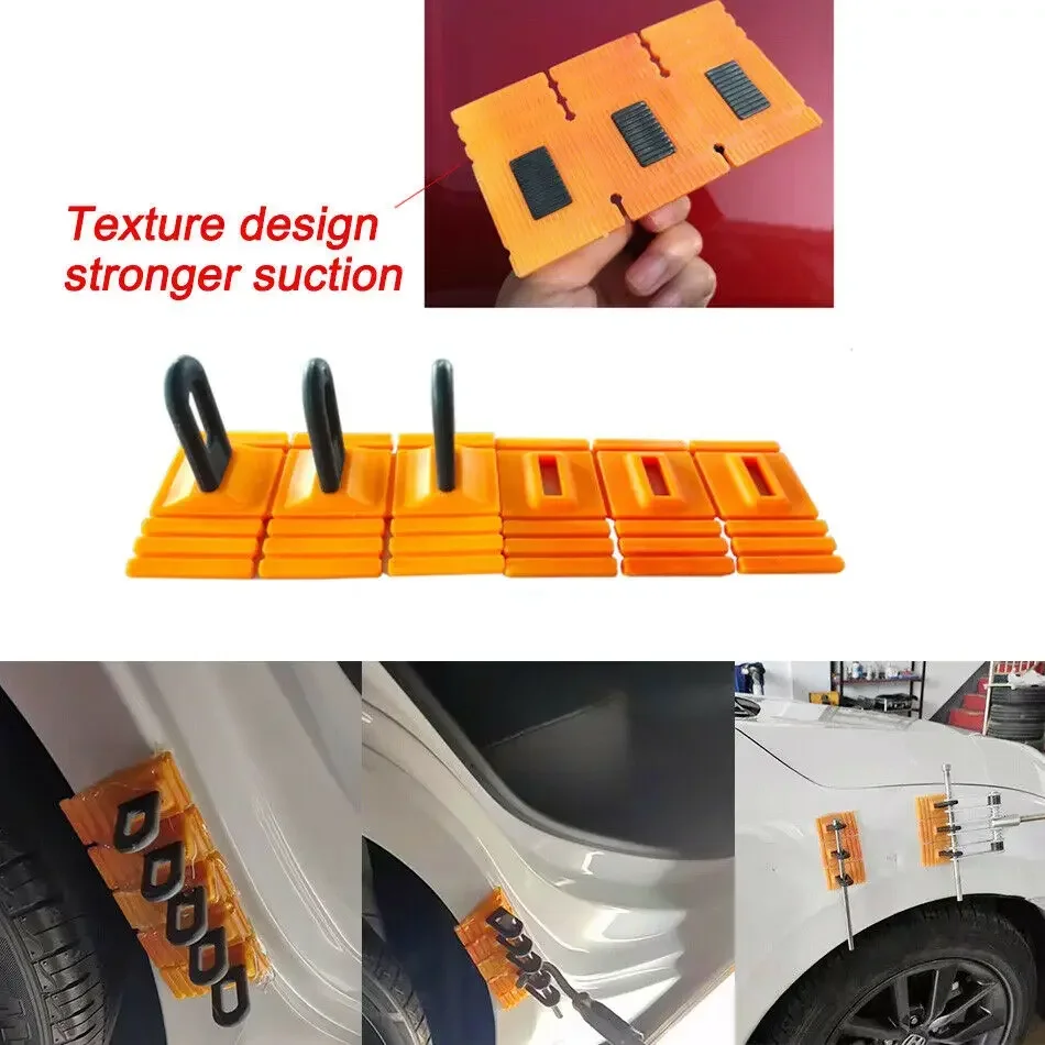 New Paintless Glue Puller Tabs Dent Car Repair Tool Vehicle Dent Removal Repairing Tool Set Orange Dent Puller Kit