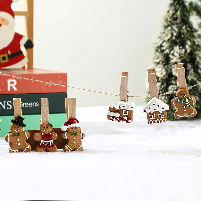 Decoración navideña de hombre de jengibre, colgante pequeño de resina, adorno de árbol de Navidad para Bar, restaurante, decoración de arreglo de escena