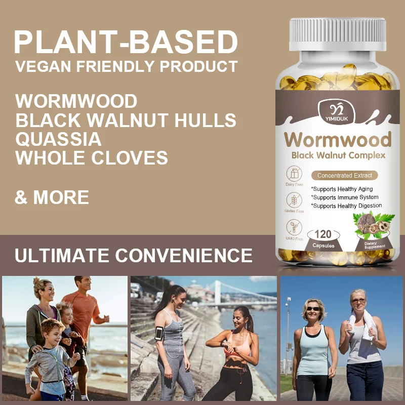 Wormwood Black Walnut Complex Extract Capsules Supports Immune System Healthy Digestion Healthy Aging