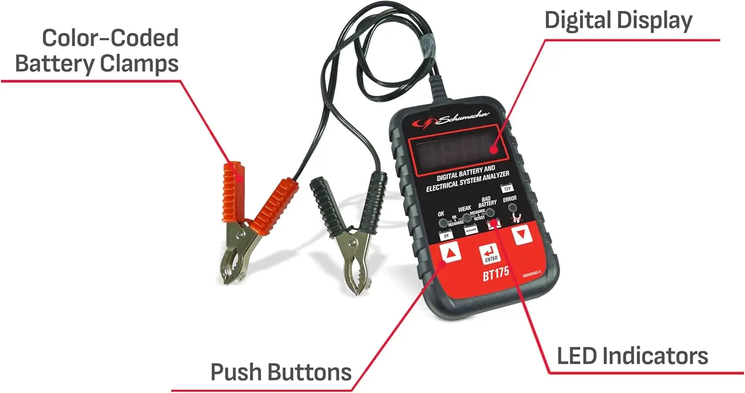 جهاز اختبار البطارية الرقمي BT175 3 في 1 12 فولت للدراجات النارية، ATV، البحرية، السيارة، SUV، شاحنة، RV #6