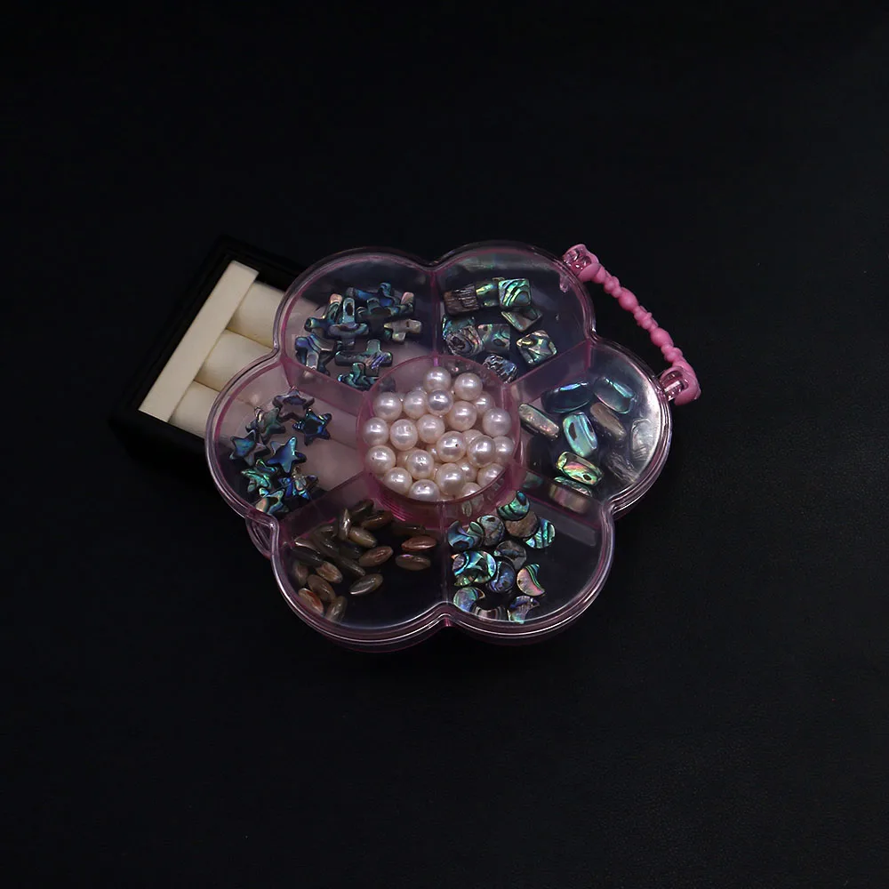 

1pc Pink Transparent Six-petal Flower-shaped Plastic Jewelry Box DIY Jewelry Accessory Storage Box Suitable For Craft Enthusiast