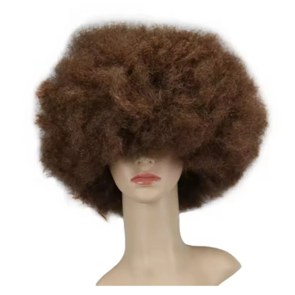 Synthetic Men's Afro Wig, perfect for Bob Ross cosplay, 70s-80s voluminous curls for fun parties.