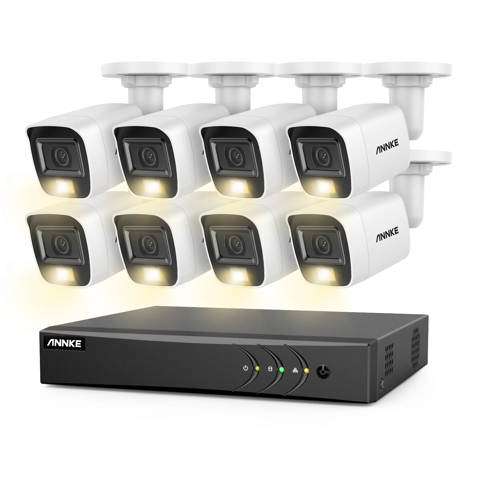 

ANNKE 8-Channel 3K 5MP Hybrid DVR With 8 Analog Outdoor Camera Security System Night Vision AI Detection Built-in- Mic IP67