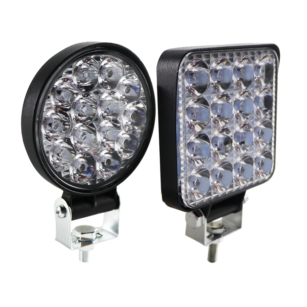 

9 LED 27W 16 LED 48W Spot Work Light 12V 24V Car LED Spotlight Square Round Auto Truck Off Road Mini Ledbar Offroad Accessories