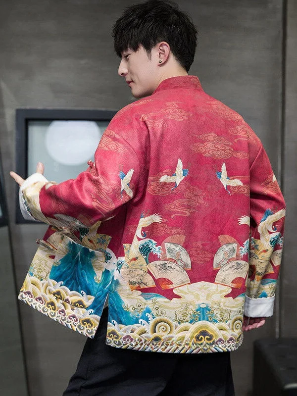 

Новая китайская мужская куртка Jaet, молодежная модная верхняя одежда с принтом, весенне-осеннее теплое длинное пальто с воротником-стойкой све