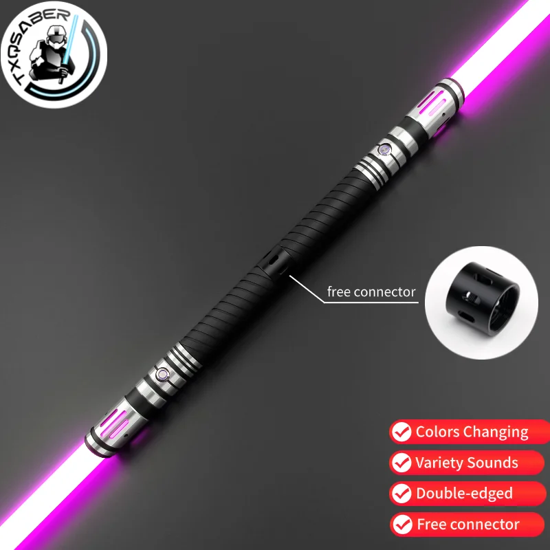 

TXQSABER Heavy Dueling Smooth Lightsaber Metal Hilt Colors Changing 16 Fonts FOC Blaster Double-Edged Laser Sword Luminous Toys