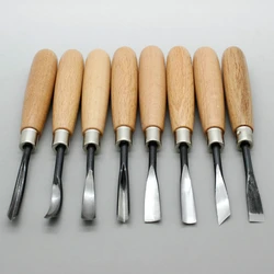 8Pcs Hand Wood Carving Knife Tools Chip Detail Chisel Set Tool for Woodworking