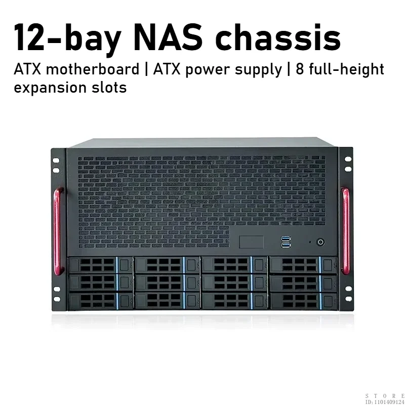 

For 12-Disk NAS chassis ATX main board ATX power supply 8 full-height slots Enterprise home AIO server chassis