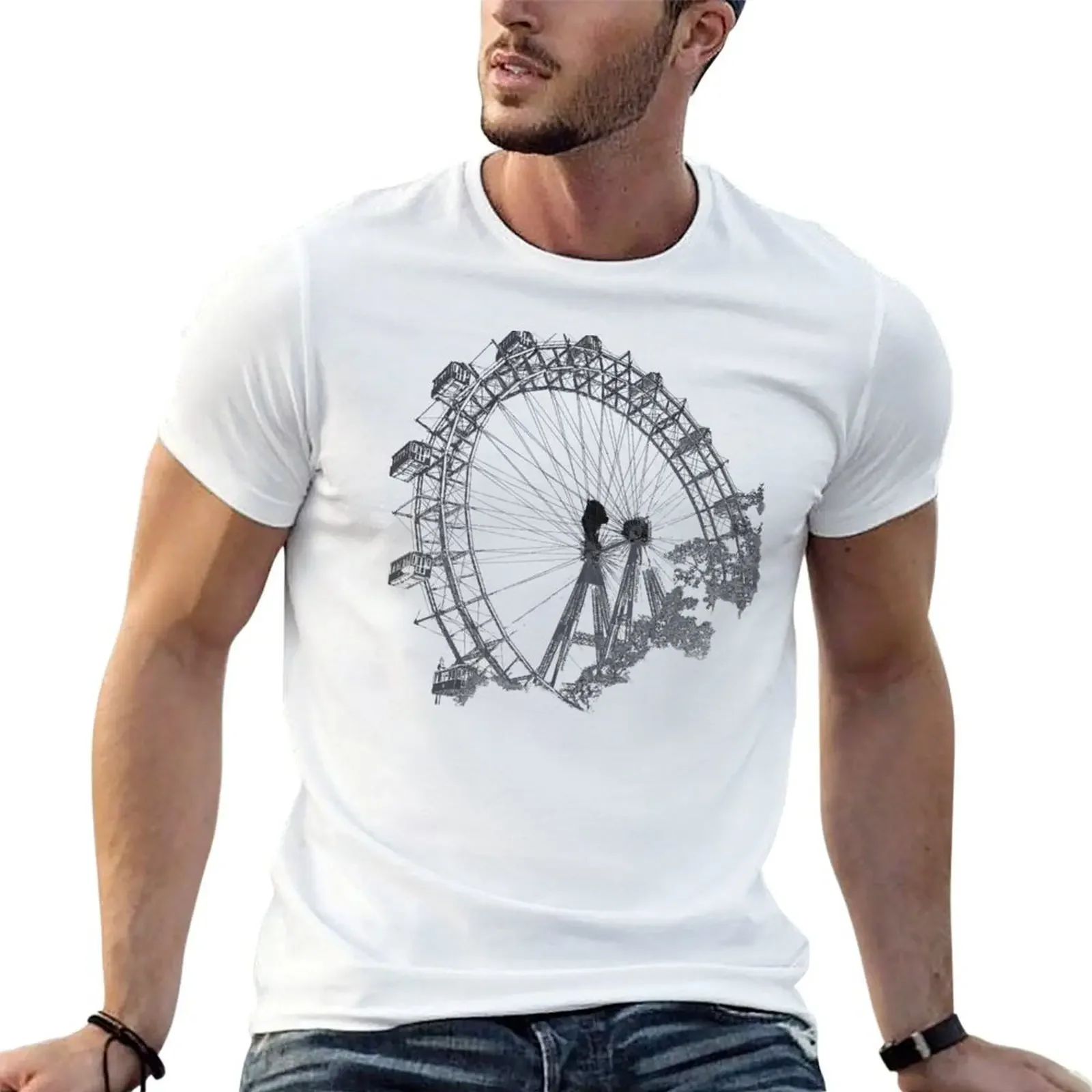 

Wiener Riesenrad in the Prater, landmark of Vienna, Austria T-Shirt anime t shirts anime stuff plus size clothes mens clothing