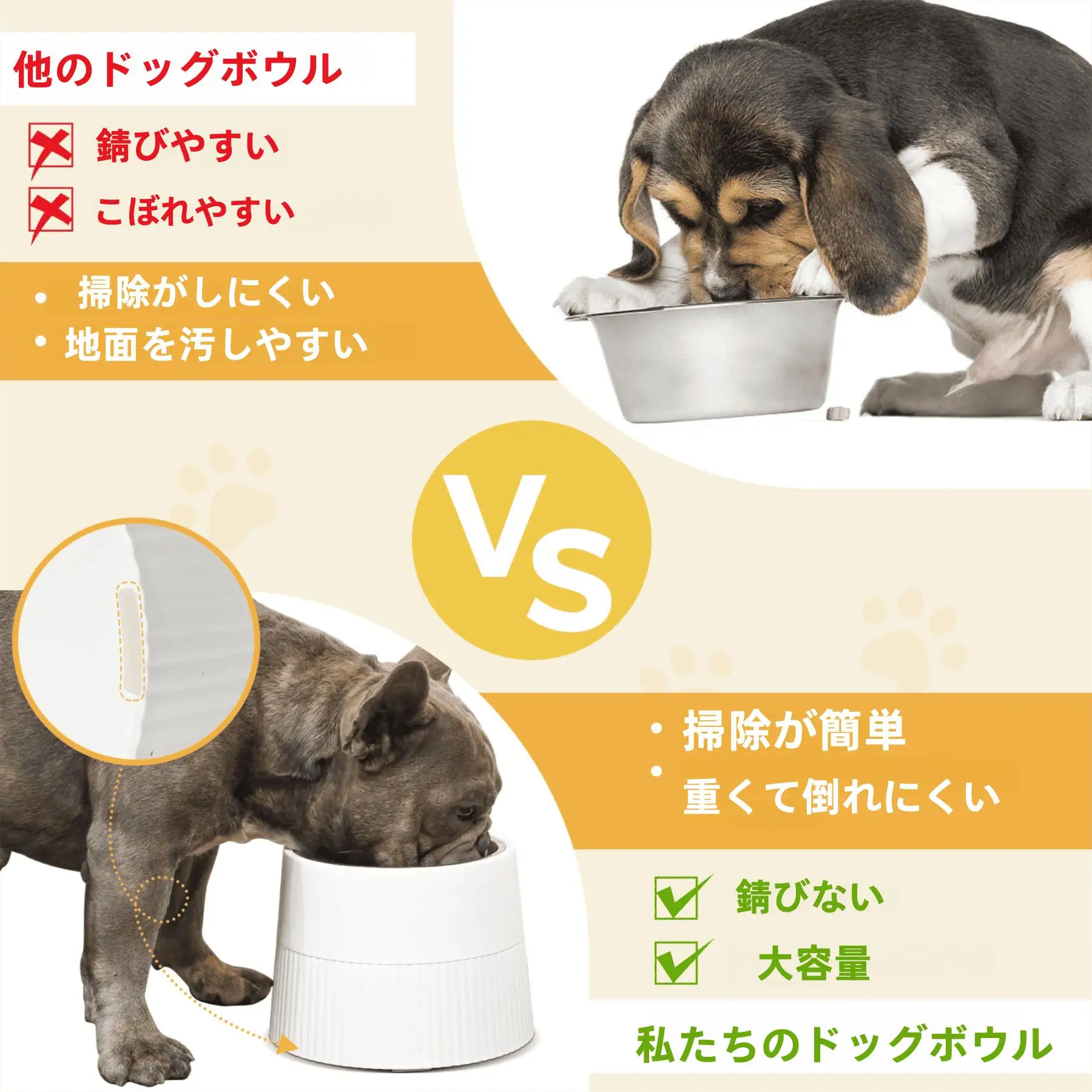 【セール中】【JPPMA認証】シンプルなハイタイプ犬用食器 ペットボウル メラミン製&ステンレス製 大容量 滑り止め設計 錆びない 丈夫で安定感抜群 お