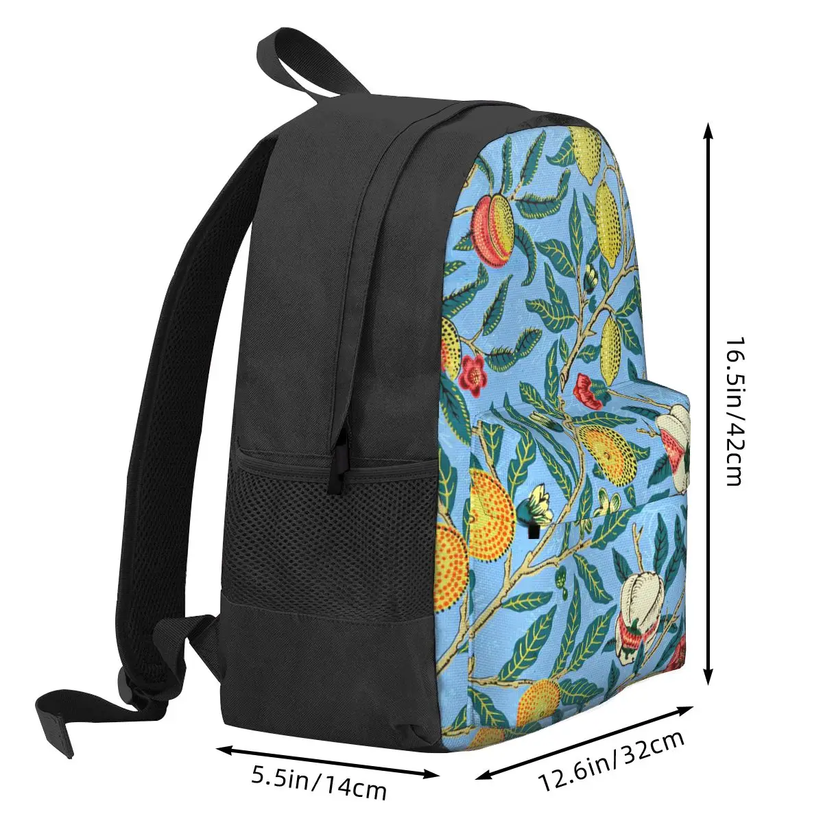 Fruit Print Backpack Green Leaves Women Polyester Outdoor Style Backpacks Breathable Casual School Bags Rucksack