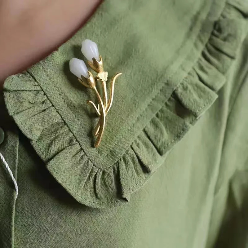 Inspiratie ontwerp chinese stijl vintage magnolia broche unieke oude gouden ambachtelijke charme merk dames zilveren sieraden