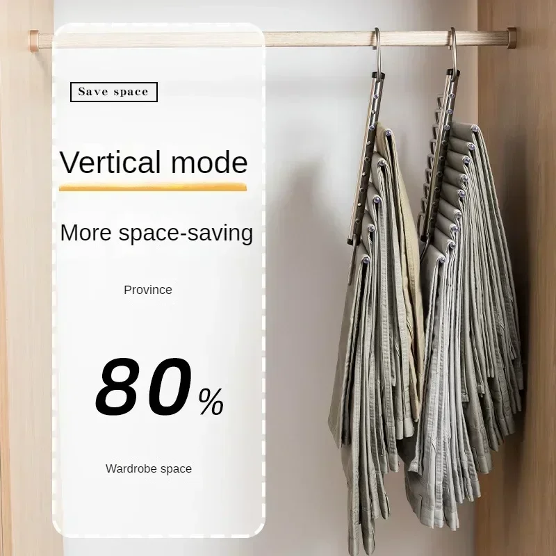 Folding Magic Pants Hangers 5/9layers Stainless Steel Space Saving Clothes Rack Organizer For Wardrobe Jeans Trousers Scarf