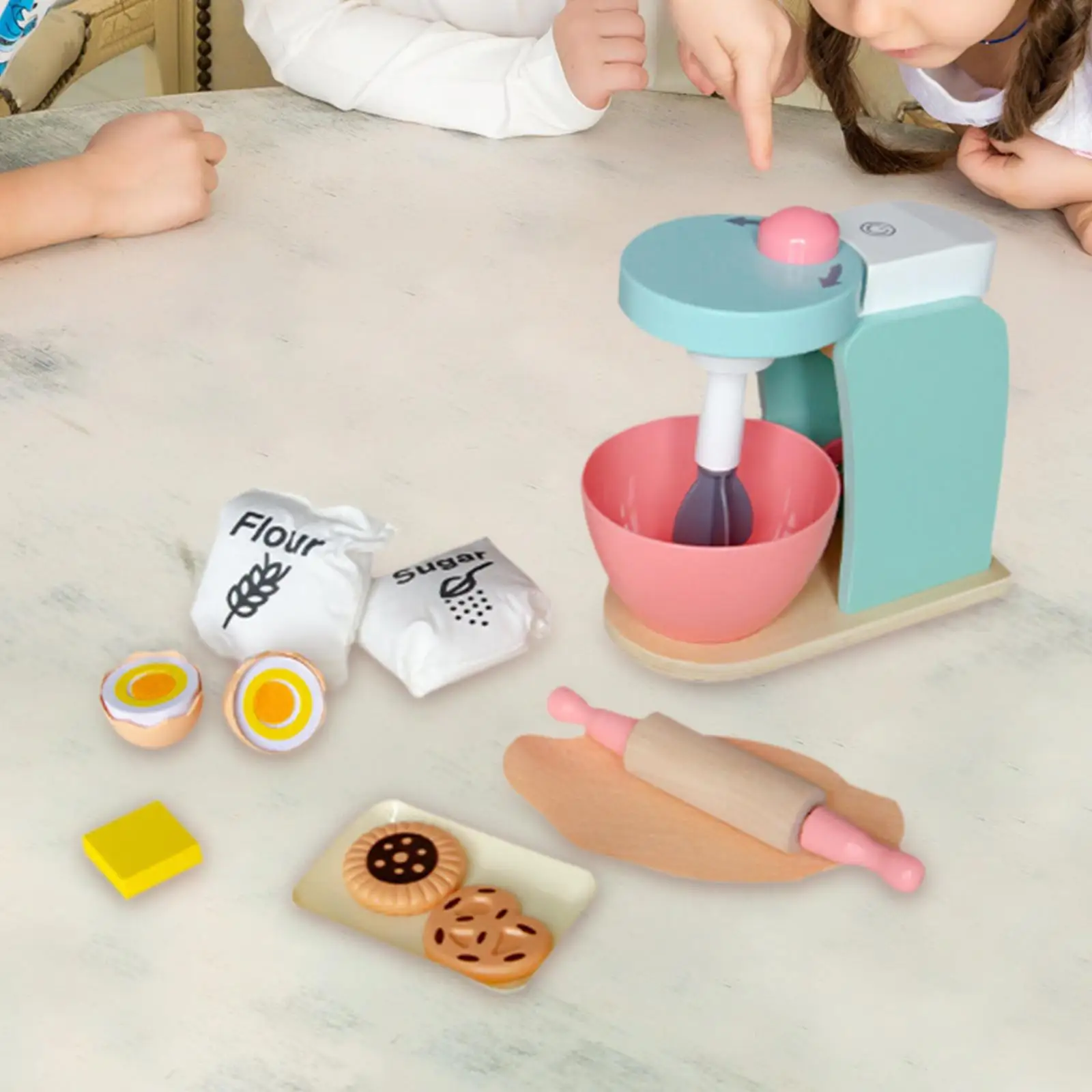 Houten mixerset Keukenspeelgoed Rollenspel Onderwijs Keuken Speelset Speelvoedsel Keukenaccessoires voor kinderen, meisjes en jongens