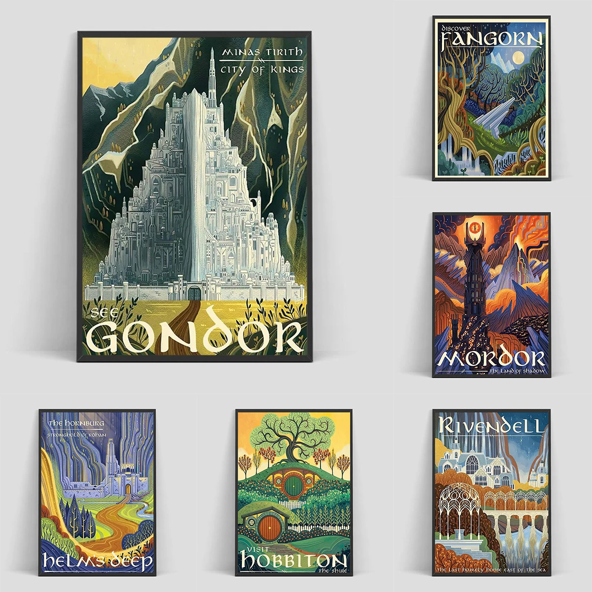 

Abstract Vintage Ring Art Retro Travel Film Mordor Castle Lord Magic Canvas Poster Wall Bed Room Home Decor