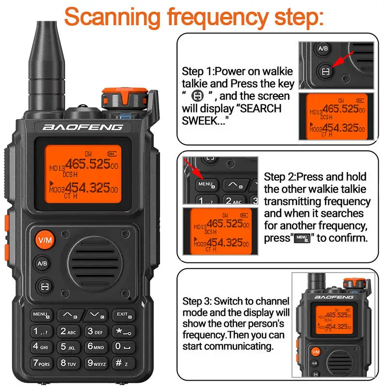 Baofeng UV-K6 Walkie Talkie Air Band Radio Type-C Charging UHF VHF Six Band DIMF FM NOAA Wireless Frequency BF-K6 Two Way Radios