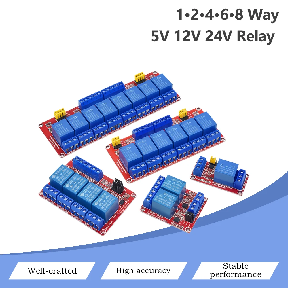 1 2 4 6 8 Channel Relay Module 5V 12V 24V Optocoupler Isolation Relay Board For Arduino
