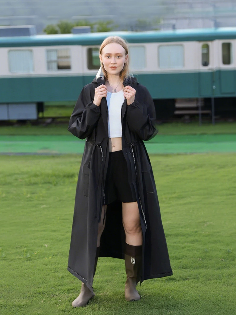 AliExpress NONE Long Waterproof Raincoat for Women Feminine Outdoor Cycling Mountaineering Raincoat Gift Idea with Generous Fit