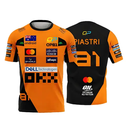 Camiseta McLaren Racing Lando Norris |   Ropa deportiva transpirable edición 2025 NO.4 |   Top de manga corta inspirado en deportes extremos