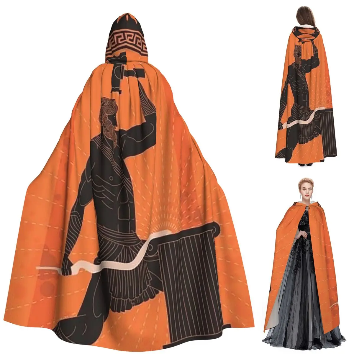 Greek Mythology Three Moirai Long Hooded Cloak Witch Medieval Costume Cosplay Cape HalloweenVampire Adult Unisex