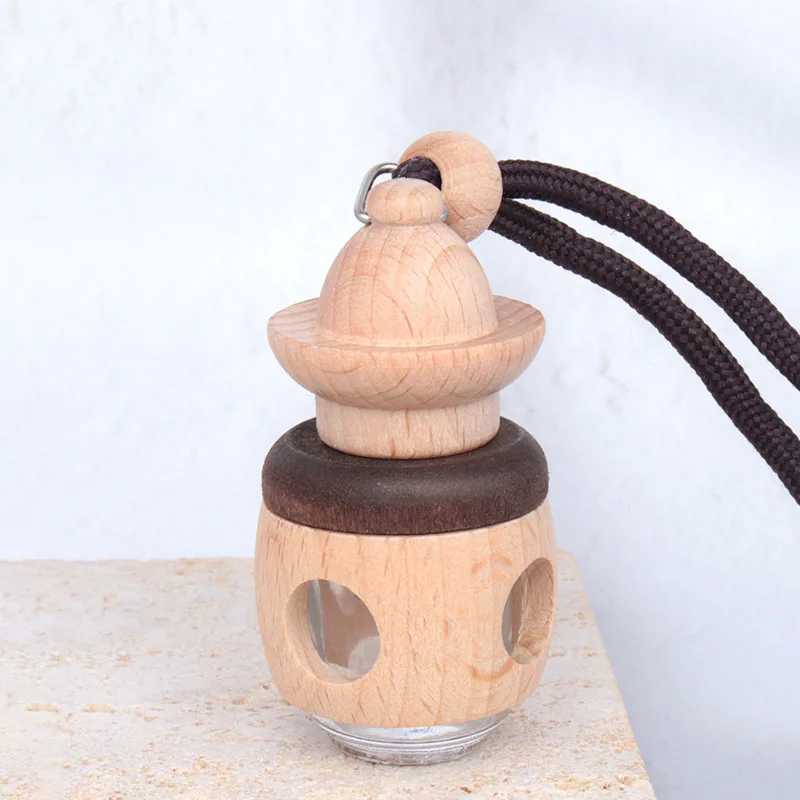 

Wholesale 5ML Car Air Freshener Bottle Wood Pendant Car Perfume Diffuser Bottle For Essential Oils Car Exquisite Decoration