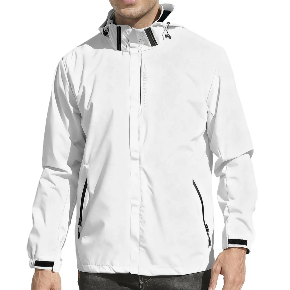 Herbst Neue Herren Outdoor-Jacke mit Kapuze Reißverschluss Modische Slim-Fit Winddichte Jacke Camping Wandern Wasserdichte Freizeit-Oberbekleidung – Detail 8