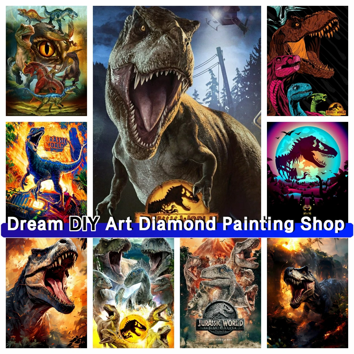 

Diamond Painting Embroidery Jurassic World Dinosaur Park Tyrannosaurus Animal Art Cross Stitch Mosaic Home Decor Puzzle Hobby