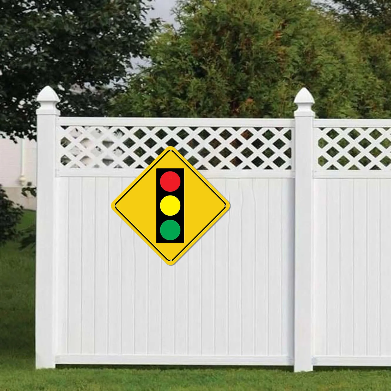 Metal material intersection warning light sign (with pedestrian crossing symbol) - Pedestrian prohibition warning device