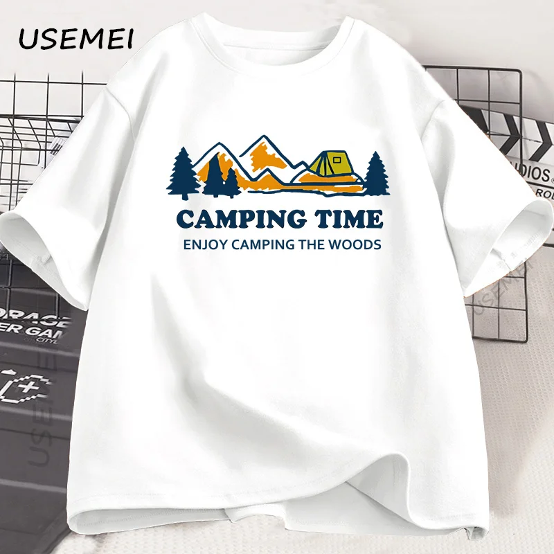 

Camping Time Vacation T Shirt Nature Lover Mountain T-shirt Men Women Cotton Short-sleeve T-shirts Unisex High Quality Tshirt