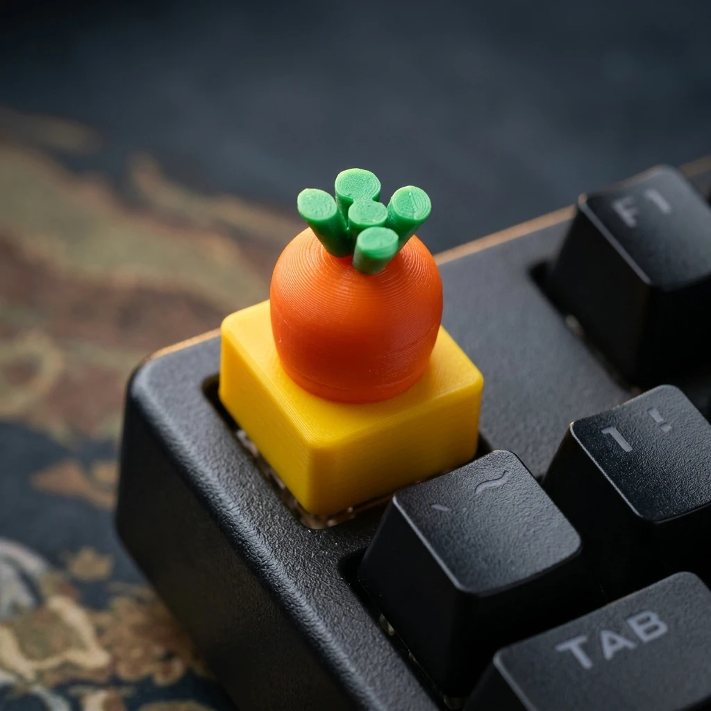 Cute Carrot Artisan Keycap 3D Printed Kawaii Vegetable Cap for Cherry MX Switch Mechanical Gaming Keyboard Desk Setup Gift