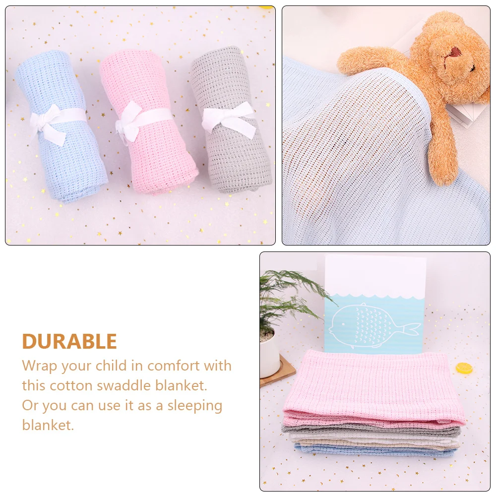 

3pcs Blanket Cotton Swaddle Receiving Blankets Newborn Toddler Wearable Air Conditioner Cover Portable Soft Washable